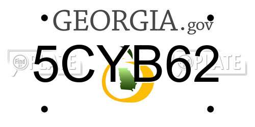 5CYB62 Georgia License Plate