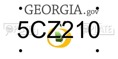 5CZ210 Georgia License Plate