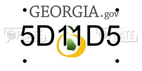 5D11D5 Georgia License Plate