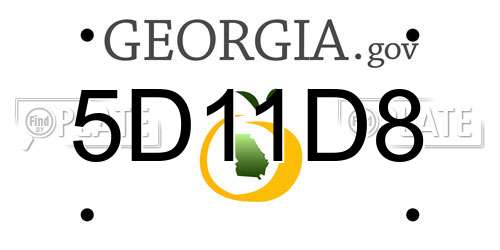5D11D8 Georgia License Plate