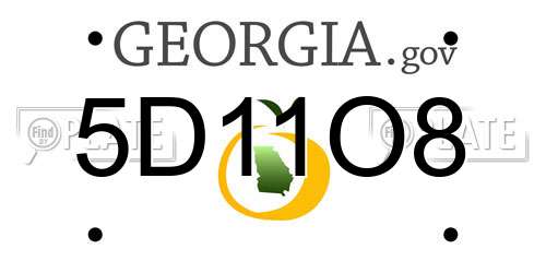 5D11O8 Georgia License Plate