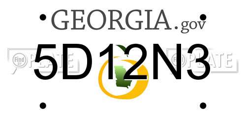 5D12N3 Georgia License Plate