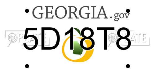 5D18T8 Georgia License Plate