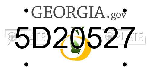 5D20527 Georgia License Plate
