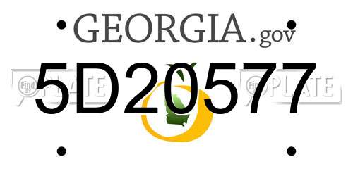 5D20577 Georgia License Plate