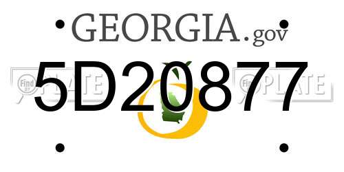 5D20877 Georgia License Plate