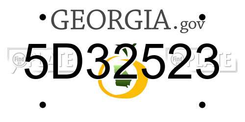 5D32523 Georgia License Plate