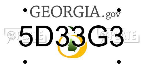 5D33G3 Georgia License Plate