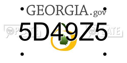 5D49Z5 Georgia License Plate