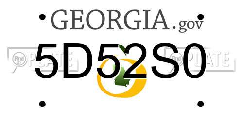 5D52S0 Georgia License Plate