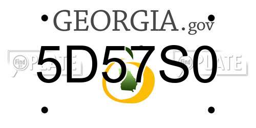 5D57S0 Georgia License Plate