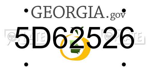 5D62526 Georgia License Plate