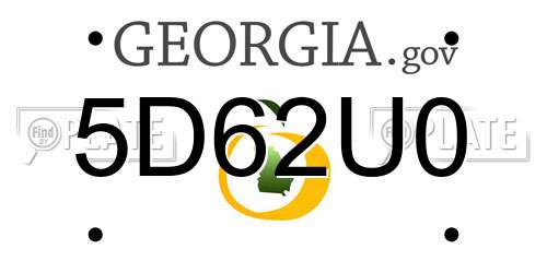 5D62U0 Georgia License Plate
