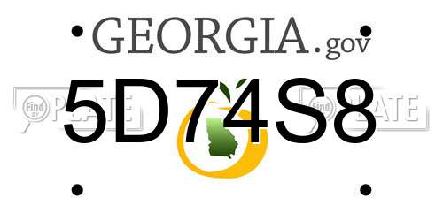 5D74S8 Georgia License Plate