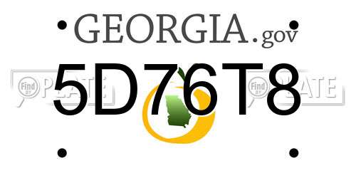 5D76T8 Georgia License Plate