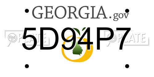 5D94P7 Georgia License Plate
