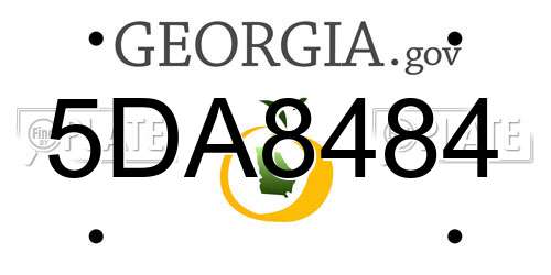 5DA8484 Georgia License Plate