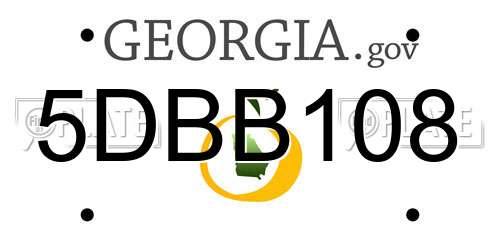 5DBB108 Georgia License Plate