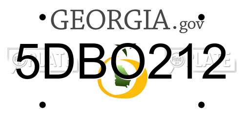 5DBO212 Georgia License Plate