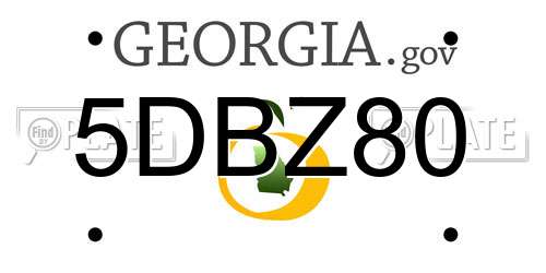 5DBZ80 Georgia License Plate