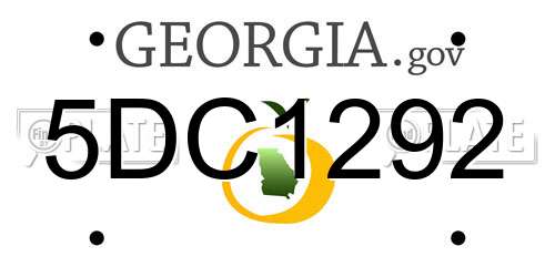 5DC1292 Georgia License Plate