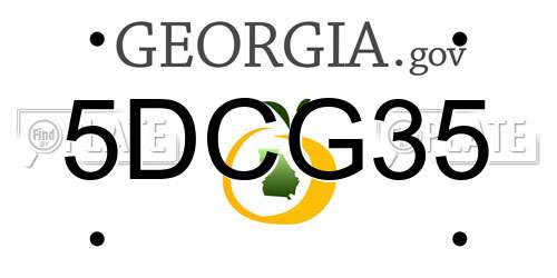 5DCG35 Georgia License Plate