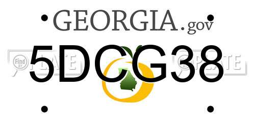5DCG38 Georgia License Plate