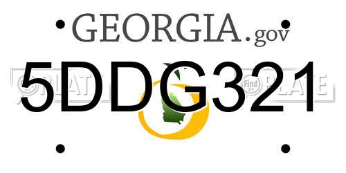 5DDG321 Georgia License Plate