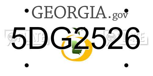 5DG2526 Georgia License Plate
