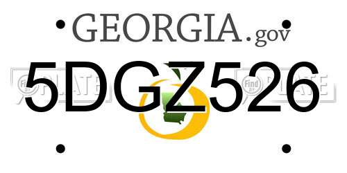 5DGZ526 Georgia License Plate