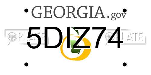 5DIZ74 Georgia License Plate