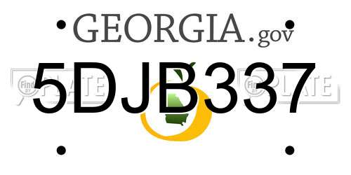 5DJB337 Georgia License Plate