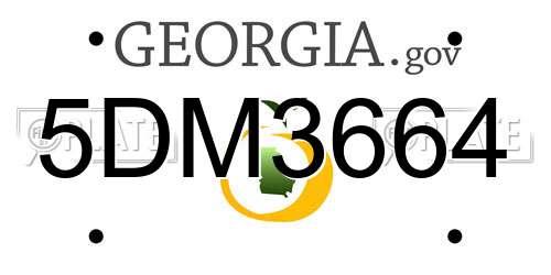 5DM3664 Georgia License Plate
