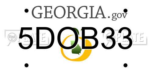 5DOB33 Georgia License Plate