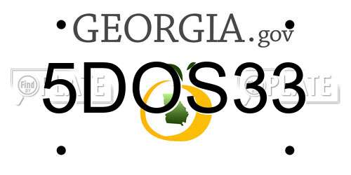 5DOS33 Georgia License Plate
