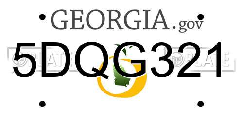 5DQG321 Georgia License Plate