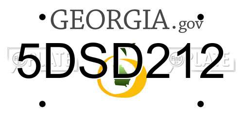 5DSD212 Georgia License Plate