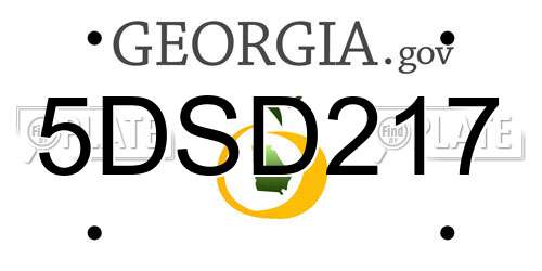 5DSD217 Georgia License Plate