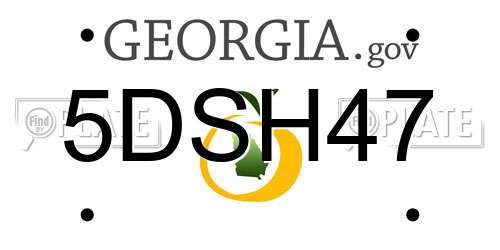 5DSH47 Georgia License Plate