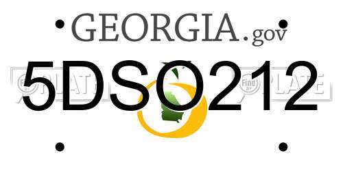 5DSO212 Georgia License Plate