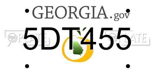 5DT455 Georgia License Plate