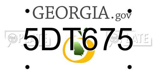 5DT675 Georgia License Plate