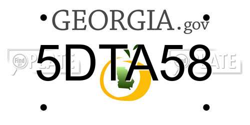 5DTA58 Georgia License Plate