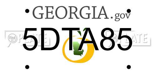 5DTA85 Georgia License Plate