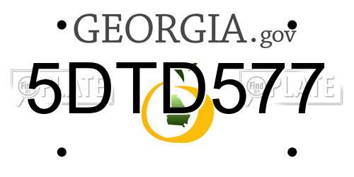 5DTD577 Georgia License Plate