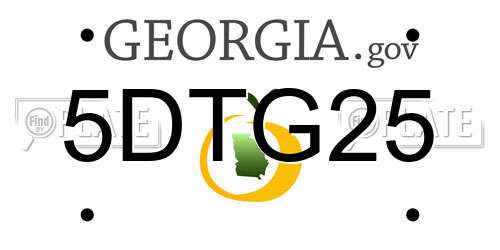 5DTG25 Georgia License Plate