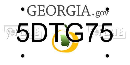 5DTG75 Georgia License Plate