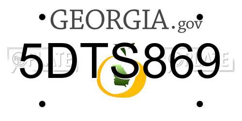 5DTS869 Georgia License Plate