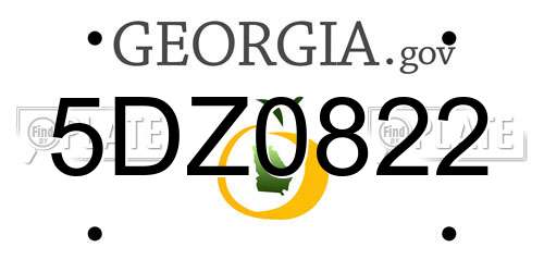5DZ0822 Georgia License Plate
