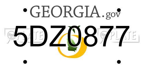 5DZ0877 Georgia License Plate
